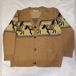Pacsun Horse Cowboy Cardigan tan brown beige Men’s Size L